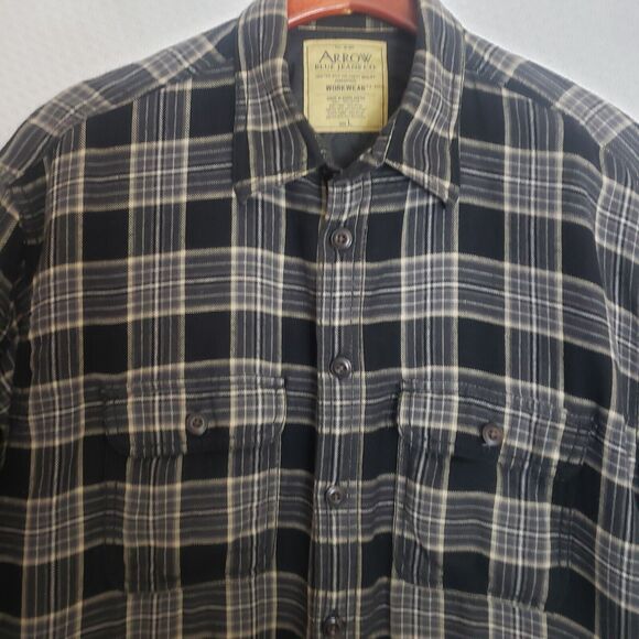 Vintage Arrow‎ Blue Jean Company Flannel Quilted Work Chore Shirt Shacket. Sz L - Picture 2 of 10
